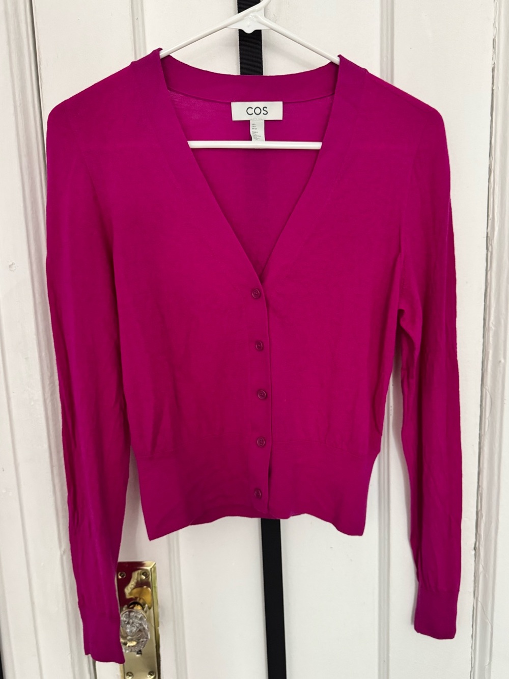 COS Fuchsia Wool Cropped Cardigan